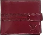 [Mala Leather] Edgbaston Cricket Ball Soft Leather Tab Wallet, Cherry, One Size