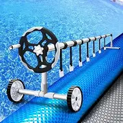 Aquabuddy Pool Cover Roller Swimming 400 Micron 9x5m Pools Covers, Above Ground, Bubble Blanket Silver Blue Outdoor Blankets Heater Garden Water Summer