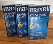 Maxell VHS Video Cassette 6 Hour T-120 Blank NEW Sealed - Quantity 3