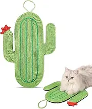 Cactus Cat Scratching Mat, Sisal Rope Material, Wall-Mounted or Floor Mat Design, Washable with Anti-Slip Back, Green