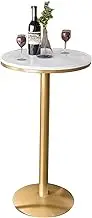 Bar Height Table Round Cocktail Pub Table with Marble Top and Metal Base, Kitchen Side Snack Table Dining Table Tea Table Nightstand Sofa Table(Height 95cm/3.1ft)
