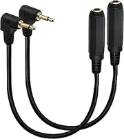tunghey 2Pack Right Angle 3.5mm to 6.35mm Audio Cable,1/4 inch TRS Female to 1/8 inch TS Male 1/4 to 3.5mm Adapter Cable for Amplifier,Guitar,Headphone,Laptop 30cm