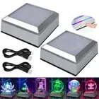 Square/Round 3D LED Light Base Display Stand Holder For Crystal Art Glass Base
