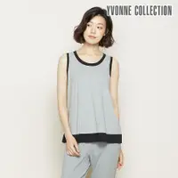 在飛比找誠品線上優惠-YVONNE COLLECTION 拚色滾邊無袖上衣-灰L