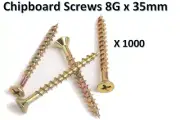 1000 - 8g X 35mm Zinc Chipboard Screws Phillips Head/Countersunk - Timber/Wood
