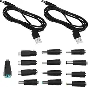 eMagTech 2PCS 5V USB2.0 to DC Power Cable USB to DC Charging Cord with 13 Connector Plugs for Laptops Monitors Power Banks Speakers