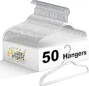 Quality Hangers Clear Plastic Hangers for Clothes | Multi Pack - Heavy Duty Hangers Space Saving Crystal Clear Acrylic Hangers 360 Degree Swivel Hook and Notches 17.5 Inch (Clear, 50) (P260-CL-50)