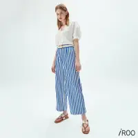 在飛比找momo購物網優惠-【iROO】條紋寬褲