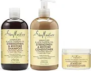 Shea Moisture Jamaican Black Castor Oil Combination Pack - Strength, Waxing & Restore System - 13oz Shampoo, 13oz Conditioner, 12oz Leave-in Conditioner