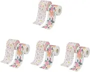 Baluue 4sets Printed Roll Paper Gold Toilet Paper Holder Toilet Paper Basket Cashmere Vanity Tray Bathroom Loo Prank Toilet Paper Holders Print Toilet Paper 100% Pure Wood Pulp 2rolls*4
