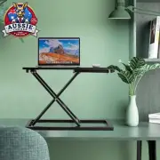 Adjustable Height Standing Desk Converter Matte Black Laptop Monitor Workstation