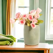Pottery Wheel Thrown Vase With Our Rutile Green Glaze Made In Our Melbourne