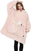 AURORRAN Heated Wearable Blanket Hoodie USB Oversized Large Flannel Sherpa Blanket Hoodie Sweatshirt Soft Cozy Warm Safety Low Voltage
