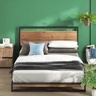 Bed Frame Double Metal Wood Base with Headboard - Zinus Ironline