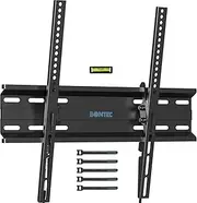 BONTEC Ultra Slim TV Wall Bracket for 23-60 inchs LCD LED TVs, Low Profile Tilt TV Wall Mount up to VESA 400x400mm, 50 inch tv Wall Bracket with Spring Locking System, Includes 5 Cable Ties