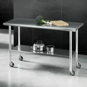 Cefito 1524x610mm Stainless Steel Kitchen Bench with Wheels 430