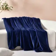 Serene Hudson Fleece and Sherpa Reverse Throw Blanket Midnight Blue 130x170cm