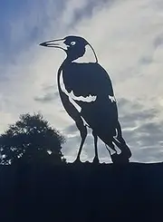 Standing Magpie Post Topper - Australian Made Rusted Metal Garden Art