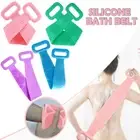 Silicone Bath towel Dual Side Back Scrubber Belt Body Bath Brush Cleaning Tool