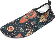 [BTCOWZRV] Water Shoes for Women Men Space Retro Pattern Water Sports Shoes Slip-on Breathable Lightweight Athletic Aqua Sock