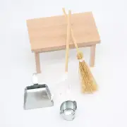 1/12 Dollhouse Broom Dustpan Mop Metal Pail Set Dollhouse Mini Cleaning ToK_