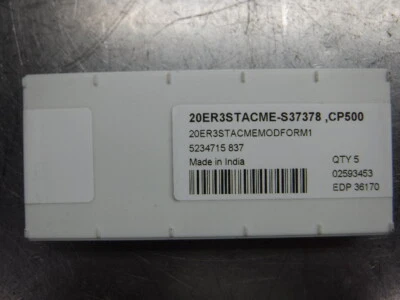 SECO Carbide Snap-Tap Laydown Threading Inserts QTY5 20ER3STACME-S37378 (LOC3627