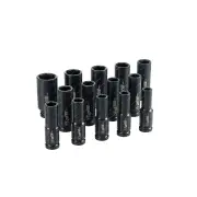14 Pcs of Chicane 1/2" Drive 6Pt Metric Deep Impact Socket Set - Cr-Mo Steel
