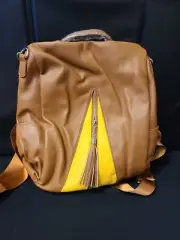 SEYFOCNIA Travel Backpack Brown Tan Leather Designer BRAND NEW