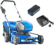 [Hyundai Power] 42cm Cordless Lawn Mower Self Propelled with Heady Duty Steel Deck. 40V 4Ah Battery and Charger Set. 6 Cutting Heights, Mulching Kit, Quiet, Easy Push Button Start