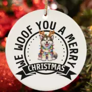 We Woof You A Merry Christmas Alaskan Malamute Dog Lover Ornament Gift Decor