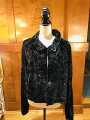 Liz Claiborne Night Black Beaded Velvet Formal jacket Size 16 NWT