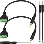 "3.5mm Speaker Wire Adapter 1/8"" 4 Pole Stereo TRRS Male Jack to AV 4 Screw ...