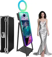 40'' Magic Mirror Photo Booth,21.5'' Interactive Touch Screen,Built-in Mini PC,RGB Light and Sharing for Event Party Wedding Rental (Black, Photo Booth Machine)