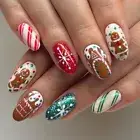 Christmas Press On Nails Gingerbreads Man on Nails Almond False Nails