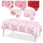 Red Valentine's Day Tablecloth Plastic Table Cover Wedding