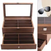 12 Slots Eyeglass Sunglasses Glasses Storage Display Grid Stand Case Box Holder