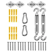 Stainless Steel Sun Shade Sail Hardware Kit Fixing Tool Hooks Rectangle Square
