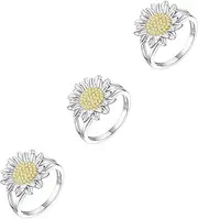 [WOFASHPURET] 2pcs Sunflower Ring Rings for Teen Daisy Jewelry Fashion Ring Memorial You Are My Ring Statement Rings for Women Simple Flower Ring Women Ring Women's Copper Zircon