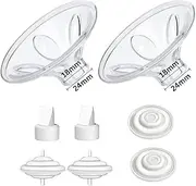GoNeno Flange Massage Cushions 18mm for 24mm Flange, Compatible with Spectra Flanges and Shields, Includes Back Flow Protector and Duckbill Valves for Spectra Breast Pump Parts, Flange Inserts Reduce 24mm Nipple Tunnel Down to 18mm - 8PC