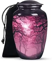 Cherry Blossom Urn - Pink & Black Large Urns for Adult Human Ashes Female Mom & Dad - Funeral Cremation Urn for Mom, Dad, Men & Women - 10 Inch Memorial Tribute