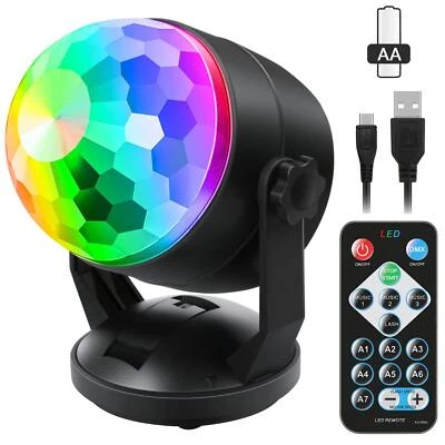 Portable Sound Activated Party Lights Battery Powered/USB Disco Ball Strobe
