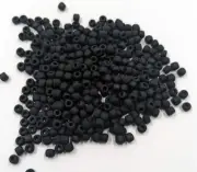 Vintage Glass Seed Beads Matte Jet Black TOHO 12 grams 8/0