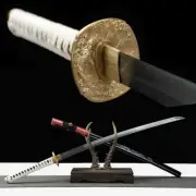 Folded Steel Japanese Katana Brass Tsuba SHINOGI ZUKURI Samurai Sword Full Tang.