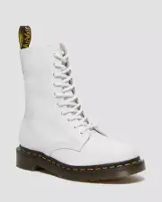 Dr. Martens Women's 1490 Virginia White Leather 10-Eye Mid Calf Boots