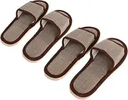 Ipetboom Linen Slippers 2 Pairs Sliers 27cm Eva Sole Slippers for Hotel Home Coffee