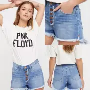 NWT Free People One Teaspoon High Rise Bonita Raw Hem Denim Shorts Size 24 US