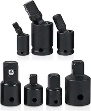 SFCPDDZYNE 7-Pack U-Joint Impact Socket Adapter、Reducer Set - 1/4 Inch, 3/8 Inch, And 1/2 Inch Drive U-Joints - 2 Adapters - 2 Reducers Socket socket(Black)