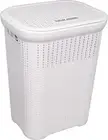 Knit Pattern Laundry Hamper 50L – White Storage Basket for Clothes & Laundry Org
