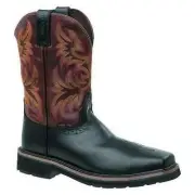 Justin Work Boots Mens Western 11 Inch Black Composite Toe Pull On Size 11.5