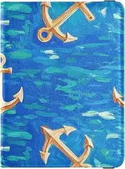 [Amooorous] Gold Vintage Boat Ocean Leather decorative passport holder for travel family Vaccine Case Protector Cover Travel Passport Wallet Ultra Slim, Gold vintage boat Ocean, 1 size